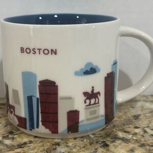 Starbucks Boston Skyline Mug in White, Blue, and Burgundy
